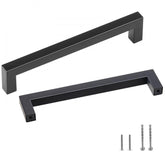 30 Pack Cabinet Pulls, 5.03in / 128mm Center to Center Slim Square Kitchen Cabinet Drawer, Stainless Steel Modern Kitchen Cupboard Door Handles for Kitchen Bathroom Bar Hardware Matte Black
